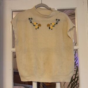 Vintage Embroidered Cream Sweater Vest